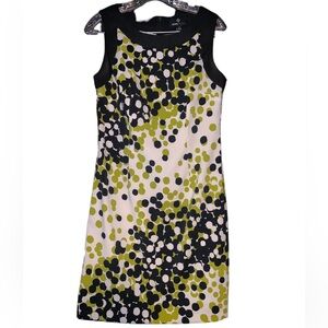 Ronni Nicole Womens Size 6 White Green Black Polka Dot Sleeveless Dress